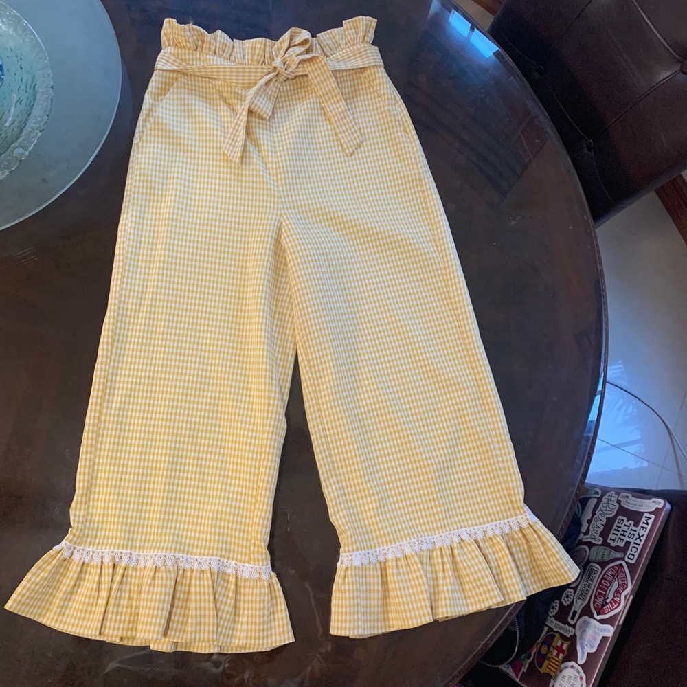 English Factory Checkered Straight Leg Pants